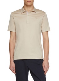 PAUL & SHARK METAL SHARK LOGO COTTON POLO SHIRT