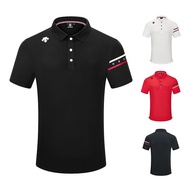 DESCENTE Summer Golf Men's Jersey Sports Quick-Drying Breathable Short-Sleeved T-Shirt Casual Top POLO Shirt Short Axis