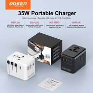 DOSEN Portable Universal Adapter Travel International 35W USB C Adapter Fast Charger QC 3.0 Charger 