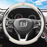 พวงมาลัยหนังระบายอากาศอุปกรณ์เสริมรถยนต์15นิ้ว/38ซม. สำหรับ Honda Civic HR-V Accord ไฟรถยนต์ BRV MOBILIO CRV BRIO BRV