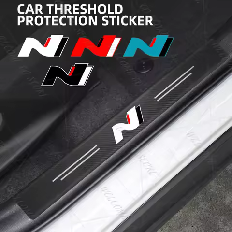 For N LOGO Sonata Elantra Tuscon NX4 I30 I10 N Line 4/5PCS 1Set Carbon Fiber Car Door Sill Guard Tru