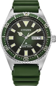 Citizen Mens Promaster Dive Automatic 3-Hand Stainless Steel Watch Day Date Luminous 41mm Green Strap/ Green Dial