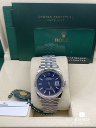 126234全新勞力士Rolex DATEJUST系列126234 BRIGHT BLUE FLUTED JUB條字藍色錶盤36mm男女機械腕錶紀念型錶鏈