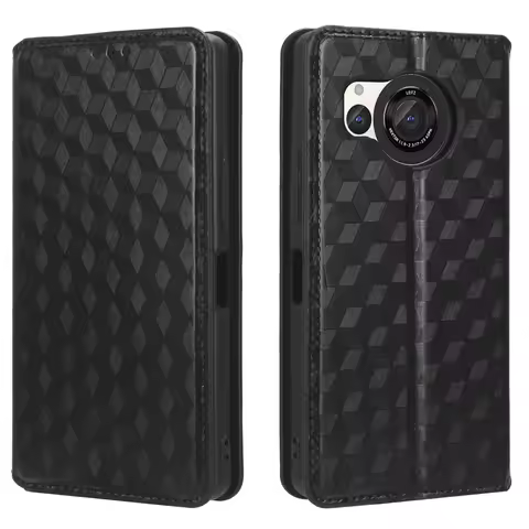 Flip Leather Cover For Sharp Aquos R8s 6.4" Magnetic Skin Three Dimensional Pattern Fall prevention 