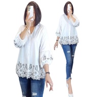 KEMEJA WOMEN'S SHIRT XXL (Ld:120cm) CLYTIA EMBROIDERY/BUTTERFLY
