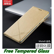 Msvii Huawei Mate 7 Mate7 Flip Case Cover Casing + Free Tempered Glass