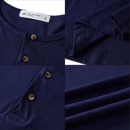 HFA Men's Henley Relaxed Cotton Long Sleeve T-Shirt