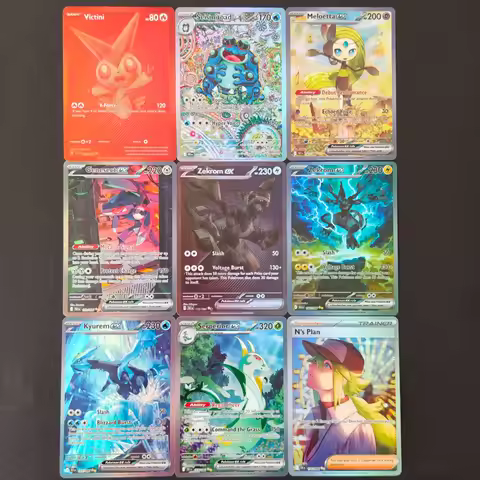 9PCS Pokemon BLK Unova Legend Holo/Flash Card Proxy TCG English Collection Cards Zekrom ex Victini M
