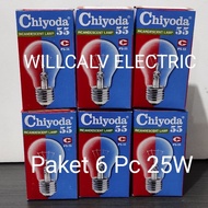 CAHAYA Pack of 6 Chiyoda Incandescent Bulb 25W E27 yellow light Chiyoda 25W E27 incandescent lamp/
