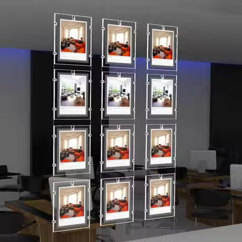 A4 Double Sided Suspended Estate Agent LED Window Display for Window Interior Displays (6 Frames, 3 