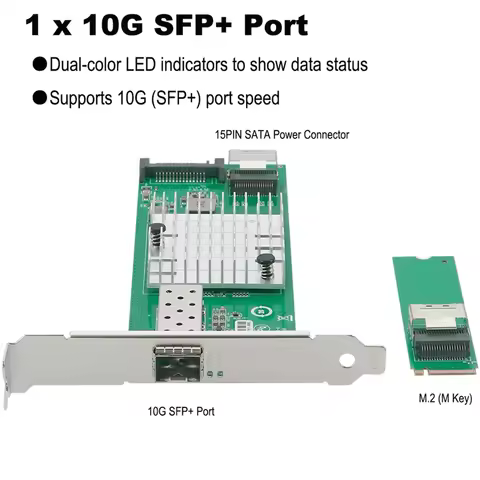 -A02R JL82599EN Chip M. 2 To 10G SFP+ Fiber Optic Network Card X520-DA1 Single Port M Key10gbe Ether