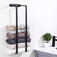 Stainless Steel Black Towel Rack Bathroom Wall Hanging Towel Bath Towel Storage Rack Vertical Towel 