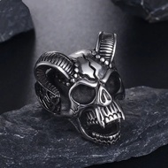 Cincin Retro Desain Tengkorak Kepala Domba / Sheep Head Skull (Adjustable)