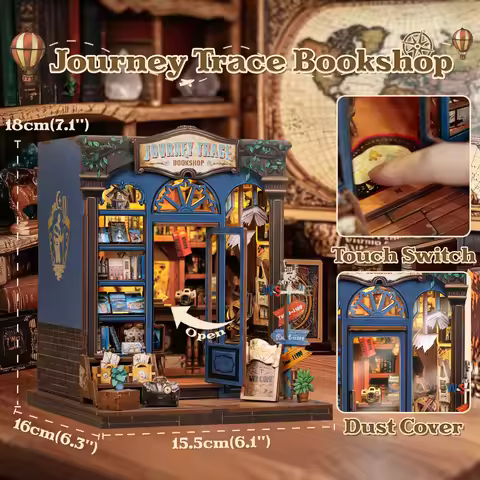 Original CUTEBEE 241pcs Journey Trace Bookshop Book Nook Kit joy nook DIY Miniature House Kit for Ad