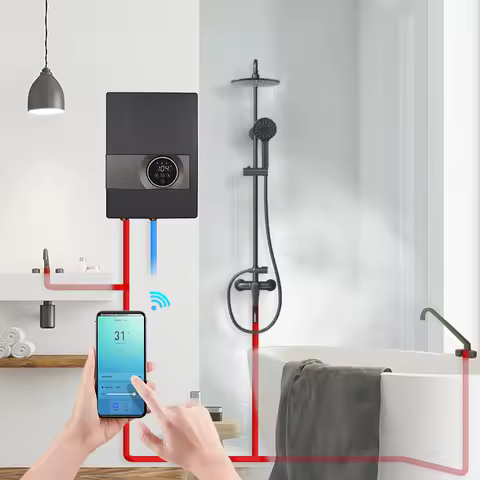 220V Tankless Smart Wifi Remote Control Electric Water Heater Shower Instant Hot Water Heater Geyser