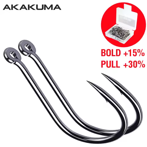 100Pcs/Box AKAKUMA High Carbon Steel Stainless Barbed Fishing Hooks Durable Head Fishing Tackle