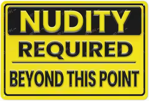 Metal Tin Sign Nudity Required Beyond This Point Funny Pool Beach Swimming Aluminum Metal Sign Adver