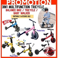 ~SHIP FROM KL~ Children's Multifunction 3in1 Tricycle (3 Wheels) 3in1 Children Scooter Balance Bike 