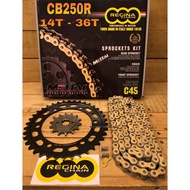 HONDA CB250R CB 250R FULL SET REGINA SPROCKET CHAIN KIT 14T/ 36T FULL SET COMPLETE SET SPROCKET SET 