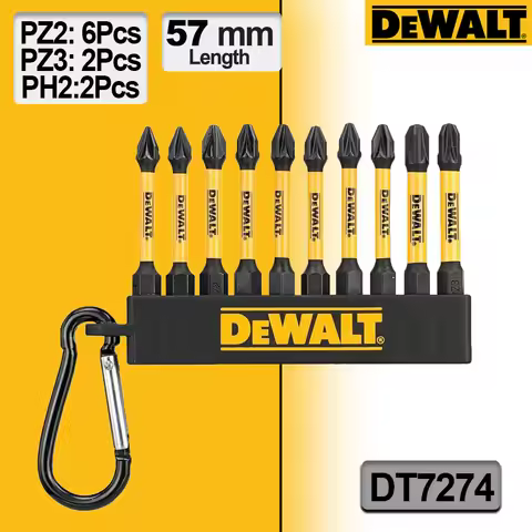 DeWalt 57mm Pozi & Phillips High Impact Screwdriver Bit Set with Key Ring PZ1 PZ2 PH2 Power Tool Acc