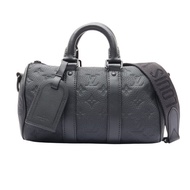 黑色 花壓紋牛皮 Keepall Bandouliere 25 肩背包【LOUIS VUITTON LV 路易威登】 M20900