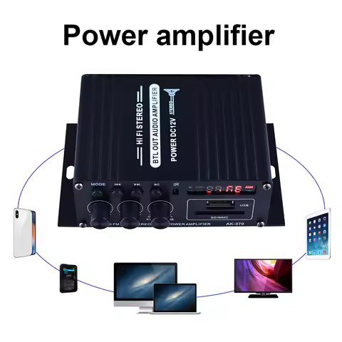 AK-370 Bluetooth-compatible Amplifier 2.0 Channel Power Amplifier DC 12V Digital Audio Amplifiers Mi