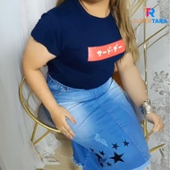 Supertara jumbo embroidered jeans skirt for women size 31 34