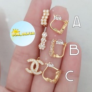 GENUINE 925 SILVER GOLD CLIP EARRINGS LAPIS MAS AG