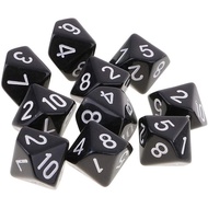 10PCS Polyhedral D10 Dice Acrylic 10 Sided Game Dice for RPG MTG DND Dice Table Games (Black)