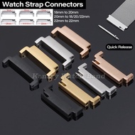 2pcs Watch Strap Connectors 20mm To 18mm 20mm 22mm To 22mm 22mm To 20mm Quick Release Adapters Pins 