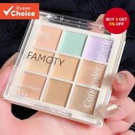 9 Colors Concealer Palette Covers Acne Marks Dark Circles Tear Trough Brightens Skin