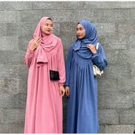 [ Promo] Gamis Set Hijab Pasmina Syarifah Crinkle Airflow Slim Lembut