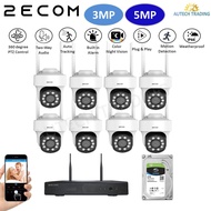 2ECOM AUDIO PTZ ROTATE 3MP 5MP 1296P 1960P HD Wireless CCTV Set NVR DVR kit 4 8 Camera Security WIFI
