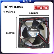 Heavy Duty DC9V 0.08A (2 Wires) 112*112*25mm Nidec U11P09MS13A3-51Z32 Refrigerator Axial Exhaust DC 