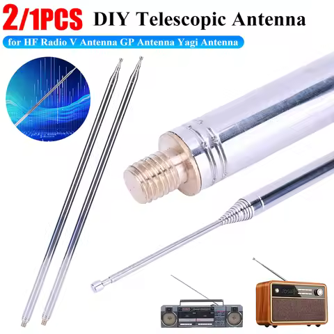 2-1 Pcs 5.6M Stainless Steel Whip Antenna Pull Rod DIY Telescopic Whips Antenna for HF Radio V Anten