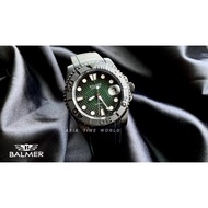 BALMER | 8141G BK-6 Classic Automatic Sapphire Men Watch with Black Green Dial BLACK Silicon Strap | Official Warranty