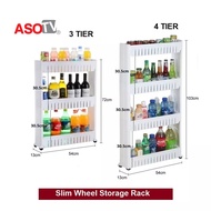 ASOTV 3 / 4-Tier Slim Wheel Space Saver Kitchen Rack 0033/0034 Rak Dapur Trolley Rack Shelf Rack Storage Organizers