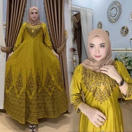 Hindi Embroidery Beliska | Gamis CerutyWanita | Chest & Bottom Embroidery | Sequin List | Sleeve 7/8