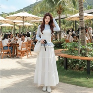 Top Long Sleeve 2in1 White Tank Top + Inner biru / Top Korean StyleELEGAN Casual Top/ Top/ LatestWan
