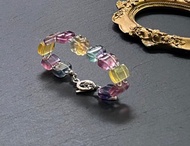 螢石 白水晶 螢石龍龜  招 財運 保平安 避邪 純銀 手鍊