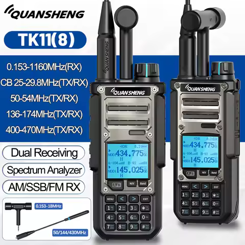 Quansheng TK11 8 Walkie Talkie 10W Dual Receiving PTT 27MHz CB Radio CW LSB LW MW SW Type-C Charger 