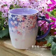 星巴克正品代購杯子2015年櫻花季紫色漸變夜櫻馬克杯陶瓷杯