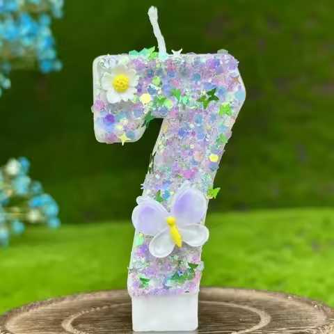 3D Number Cake Candle Butterflies Flowers Birthday Candle 1 2 3 4 5 6 7 8 9 Number Candle Cake Toppe