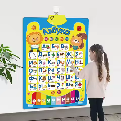 Russian Electronic Interactive Alphabet Wall Chart Talking ABC 123s Music Learning Poster Educationa