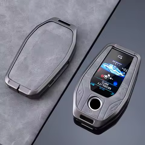 leather Zinc Alloy Car LED Display Key Case Cover For BMW 5 7 Series X3 X4 X5 X7 G30 G31 G11 G12 G01