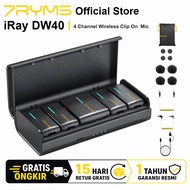 HP Mic Wireless Clip On 4 Channel 7RYMS iRay DW40 Lavalier Microphone 48kHz/24bit One-Key Denoise Ch