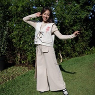 FAIRYDAE - Snowdrop Pants Beige - Linen Wide Pants