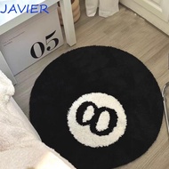 JAVIER 8 Ball Carpet, Round Soft 8 Ball Rug, Creative Anti-slip Plush Skin Friendly 8 Ball Mat Hoom 