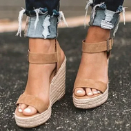 {HOT} Women Leisure Wedges Heeled Wedge Heel Serpentine Sandals Summer New Sandals Party Platform H