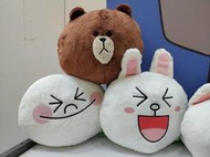 【sammi toys】現貨 聖誕特賣 日版 line friends 熊大 兔兔 饅頭 娃娃 頭形 抱枕  全套3款